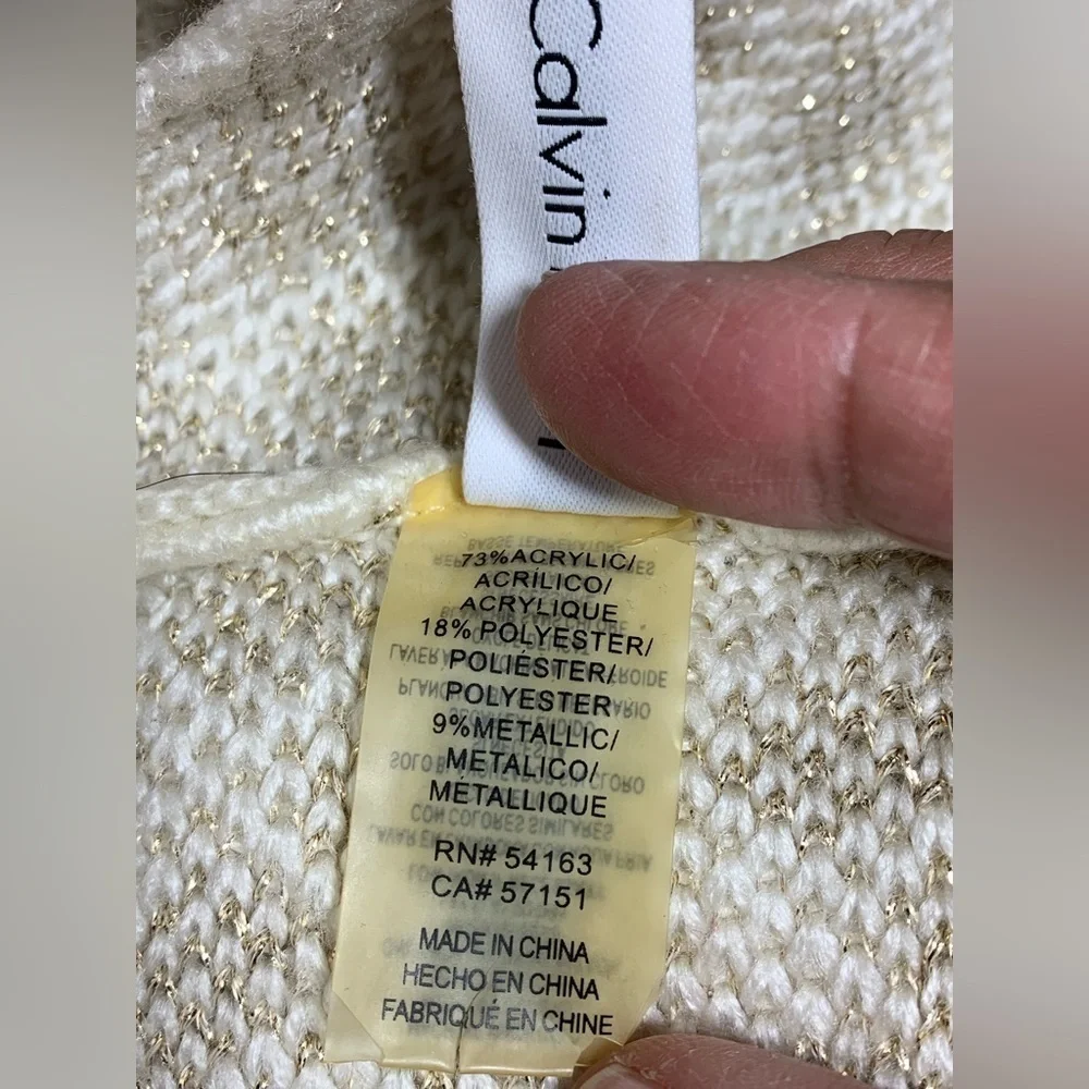 Calvin Klein Scarf pearl white with metallic gold